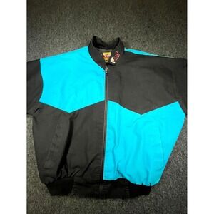 Vintage Bee Wild Award Design Apparel Western Bomber Jacket Men's XL Black Blue